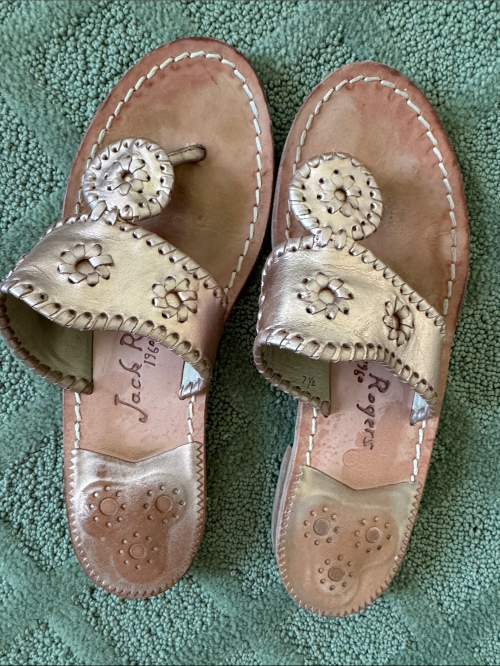 Jack Rogers Metallic Rose Gold Thong Sandals
